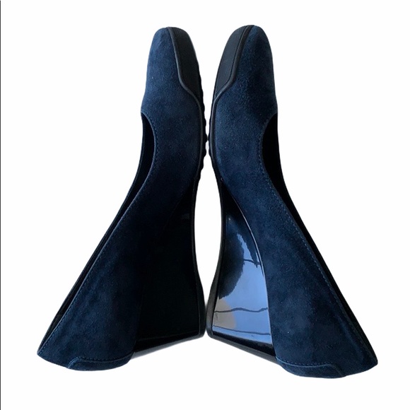 Tod’s Blue Suede Almond-Toe Demi-Wedge in size 5 - Picture 7 of 8